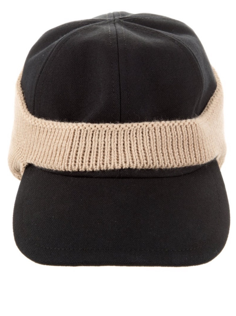 Jacquemus Black Cap with Beige Knit Headband